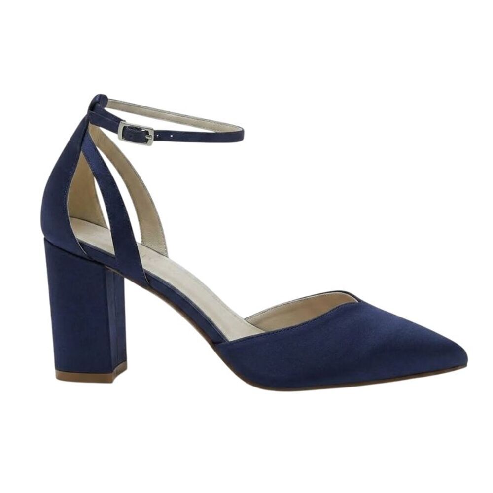 Rainbow Womens/Ladies Eve Mid Block Heel Court Shoes / Mid Navy
